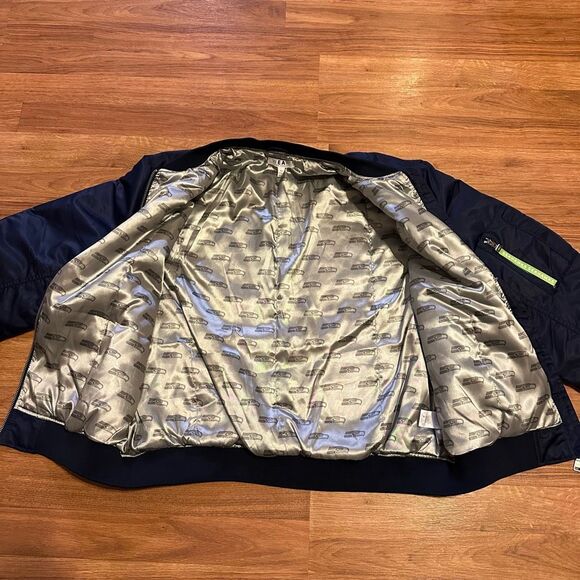 WEAR by Erin Andrews NFL Seattle Seahawks Full Zip Bomber Jacket Blue | Women Si - Picture 6 of 13
